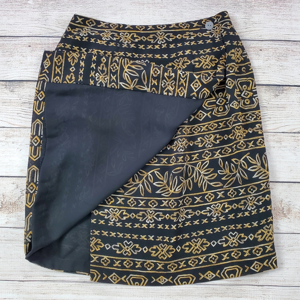 Charter Club wrap skirt 2 petite black and gold - Picture 4 of 4